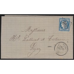 n°60B, Cérès 25c bleu, Type II, oblitéré GC 1013 LE CHEYLARD sur lettre - TB