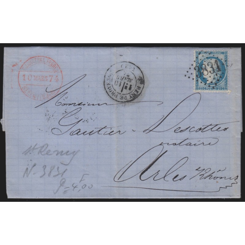 n°60B, Cérès 25c bleu, Type II, oblitéré GC 3831 SAINT-REMY-DE-PROVENCE - TB n°60B, Cérès 25c bleu, Type II, oblitéré GC 3831 SAINT-REMY-DE-PROVENCE - TB