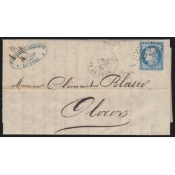 n°60B, Cérès 25c bleu, Type II, oblitéré GC 2723 OLORON-SAINTE-MARIE sur lettre