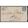 n°60B, Cérès 25c bleu, Type II, oblitéré GC 2723 OLORON-SAINTE-MARIE sur lettre