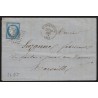 n°60B, Cérès 25c bleu, Type II, oblitéré GC 3609 SAINT-GAULTIER sur lettre