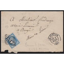 n°60B, Cérès 25c bleu, Type II, oblitéré GC 1517 LA FLECHE sur lettre Baugé TB