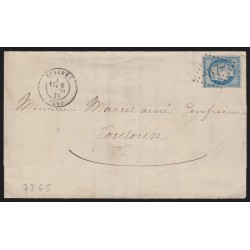 n°60B, Cérès 25c bleu, Type II, oblitéré GC 37 AISEREY sur lettre - TB