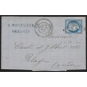 n°60B, Cérès 25c bleu, Type II, oblitéré GC 76 AMBARES sur lettre - TB