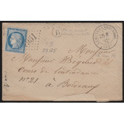 n°60B, Cérès 25c bleu, Type II, oblitéré GC 4951 LAMOTHE-LANDERON + cerclé B