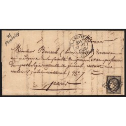 n°3, oblitéré PLANCOET + cursive 21/PLOUBALAY lettre 1849, Certificat - SUPERBE