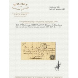n°3, oblitéré PLANCOET + cursive 21/PLOUBALAY lettre 1849, Certificat - SUPERBE