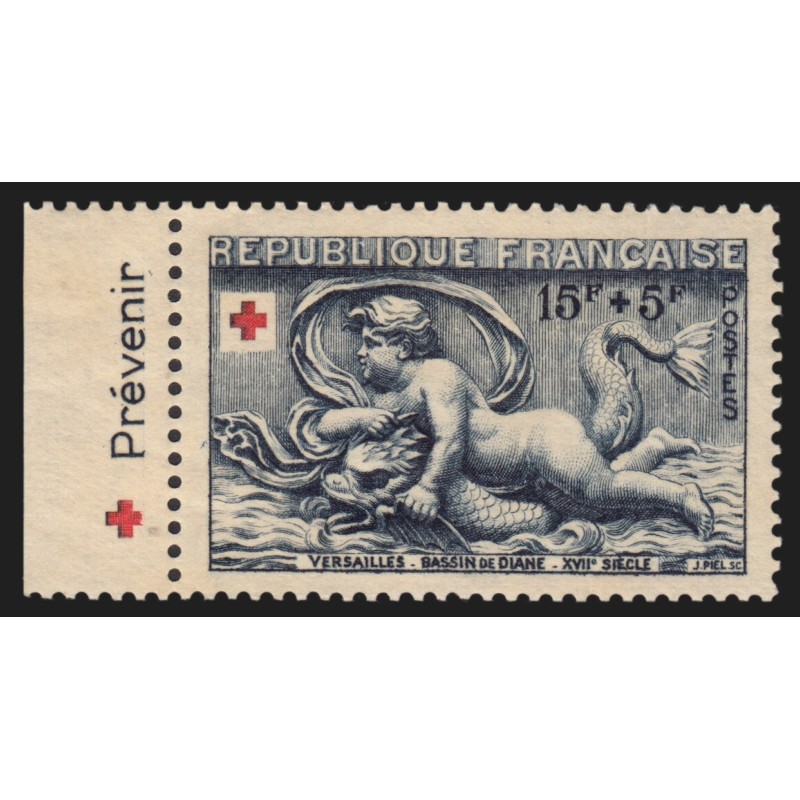 n°938a, avec bande publicitaire "Prévenir", Croix-Rouge 1952, neuf ** - TB
