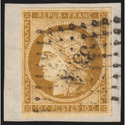 n°1, Cérès 10c bistre-jaune, obl Petits Chiffres s/fragment, signé JF.BRUN - TB