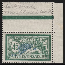 n°143c, variété "centre déplacé", Merson 45c vert et bleu, neuf ** - TB