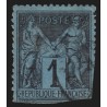 n°84, Sage 1c Bleu de Prusse, obli légère, défectueux, Certificat CALVES