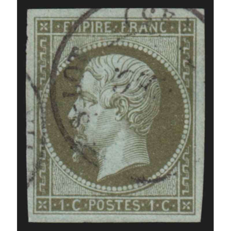 n°11, Napoléon non-dentelé 1c olive, oblitéré càd, signé JAMET - TB