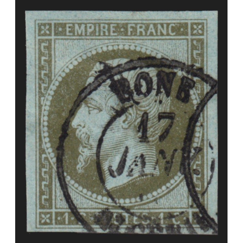 n°11, Napoléon non-dentelé 1c olive, oblitéré càd BONE Algérie - TTB D'ASPECT