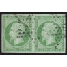 n°12a, paire, Napoléon non-dentelé 5c vert-jaune, oblitéré étoile de Paris - TB