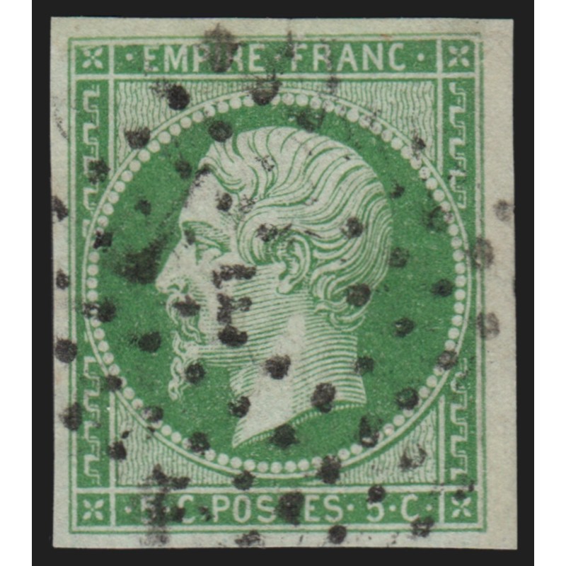 n°12, Napoléon non-dentelé 5c vert, oblitéré bureau de Paris - TB n°12, Napoléon non-dentelé 5c vert, oblitéré bureau de Paris - TB