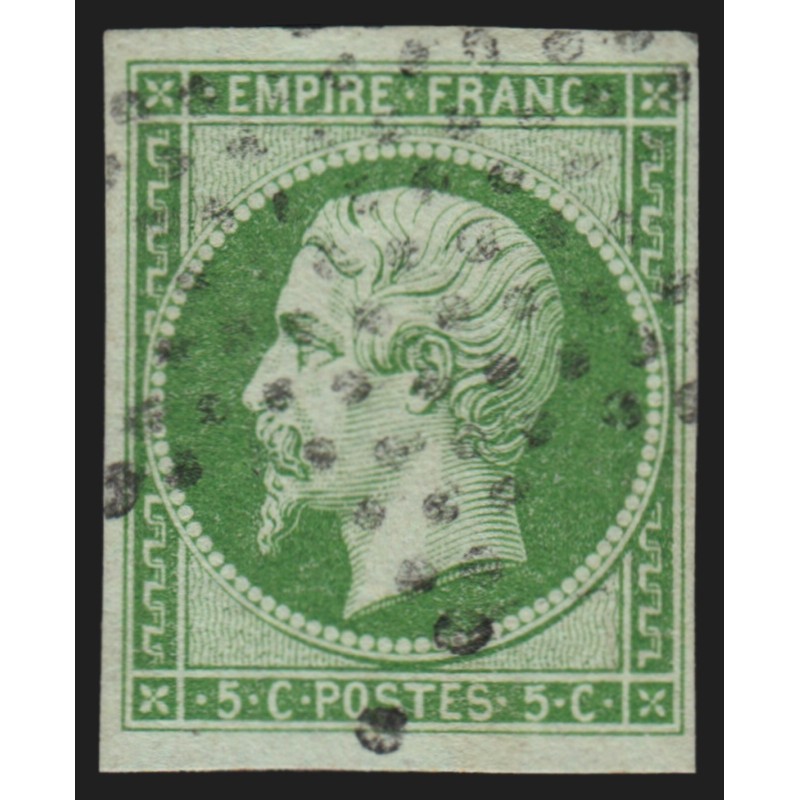 n°12, Napoléon non-dentelé 5c vert, oblitéré étoile de Paris - TB