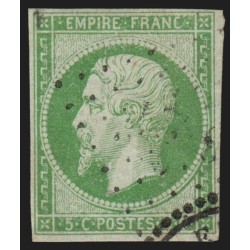 n°12a, Napoléon non-dentelé, 5c vert-jaune, oblitéré losange - TB D'ASPECT