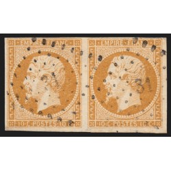 n°13A paire, Napoléon 10c bistre oblitéré PC 31 AIX-D'ANGILLON Cher - TB