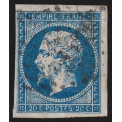 n°14Ah, variété "POSTFS", Napoléon non-dentelé 20c bleu, oblitéré - TB D'ASPECT
