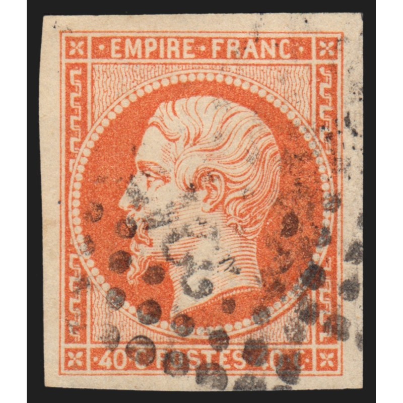 n°16, Napoléon non-dentelé, 40c orange, oblitéré - TTB