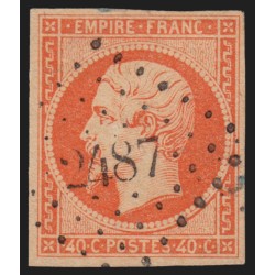 n°16, 40c orange-vif, oblitéré PC 2487 PONCIN Ain, frappe superbe