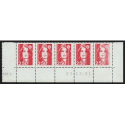 n°2715 double variété "impression défectueuse", coin daté, Marianne de Briat