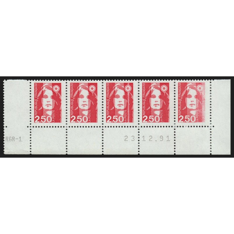 n°2715 double variété "impression défectueuse", coin daté, Marianne de Briat n°2715 double variété "impression défectueuse", coin daté, Marianne de Briat