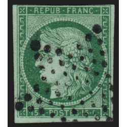 n°2b, Cérès 15c vert-foncé, oblitéré étoile de Paris - BEAU D'ASPECT