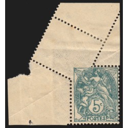 n°111, variété "piquage oblique par pliage" coin de feuille, neuf ** - SUPERBE