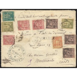 n°75 + 81 (x3) + 82 + 94 + 97, sur lettre en Valeur Déclarée 1889 - Certificat