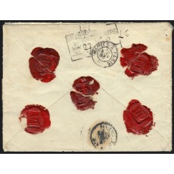 n°75 + 81 (x3) + 82 + 94 + 97, sur lettre en Valeur Déclarée 1889 - Certificat