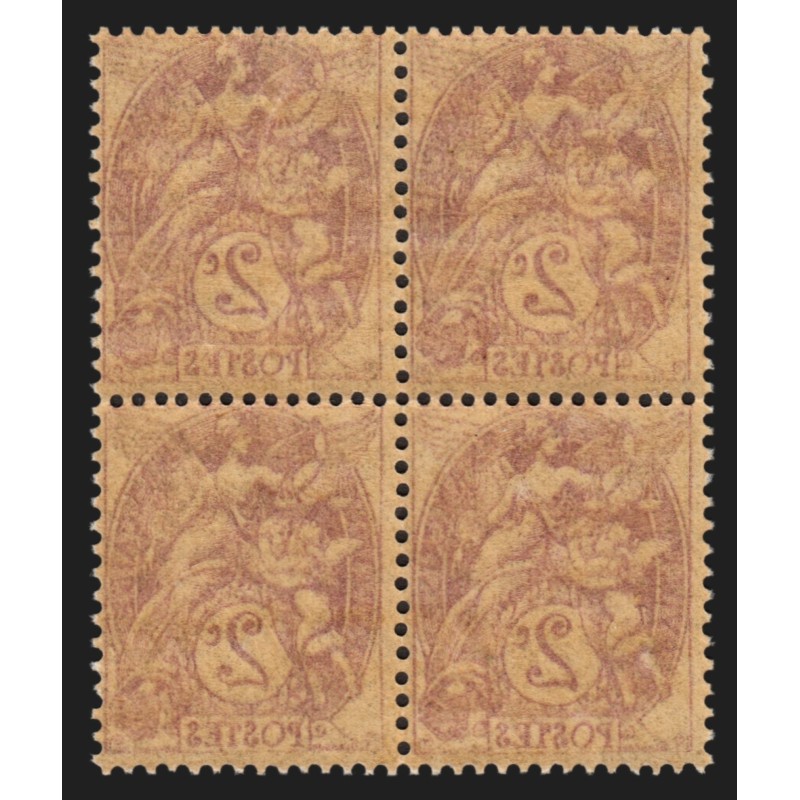 n°108g, variété "impression recto-verso", 2c brun-lilas, neufs ** - TB