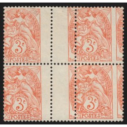 n°108k, variété "piquage à cheval", 3c orange, neufs (*) sans gomme - SUPERBE