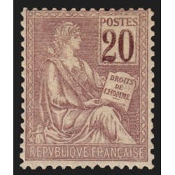n°113, variété "chiffres très foncés", Mouchon 20c brun-lilas, neuf ** - TB