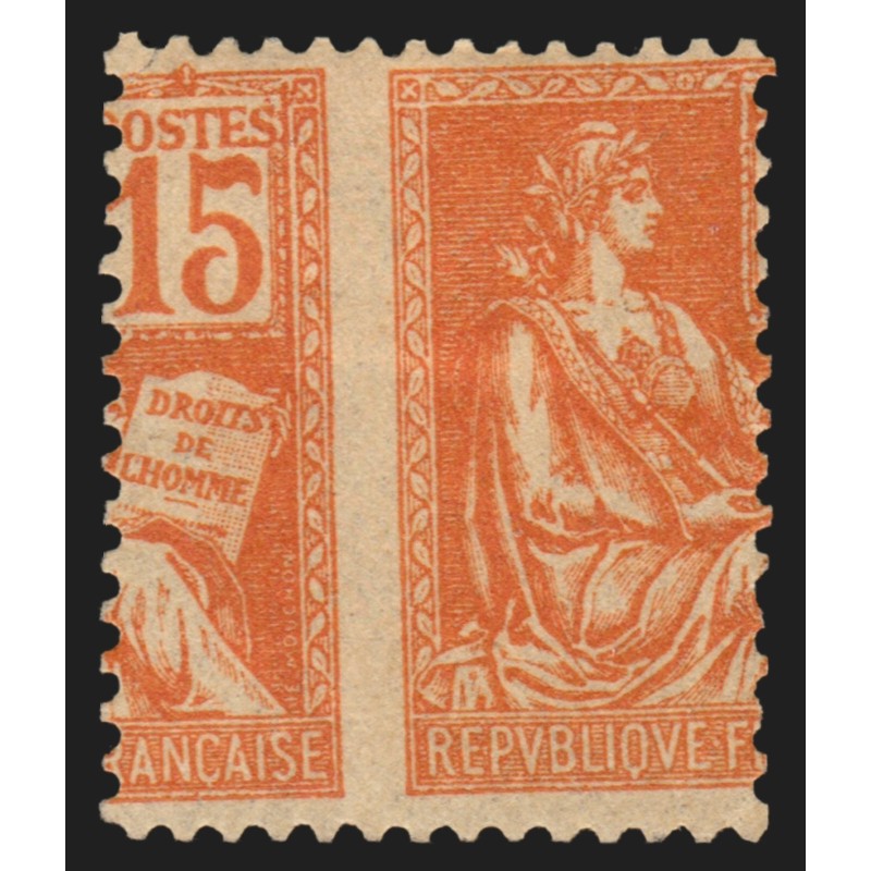 n°117, variété "piquage à cheval", Mouchon 15c orange, neuf * SUPERBE D'ASPECT n°117, variété "piquage à cheval", Mouchon 15c orange, neuf * SUPERBE D'ASPECT