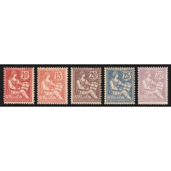 n°124/128, Mouchon retouché 1902, série complète, neufs ** sans charnière - TB