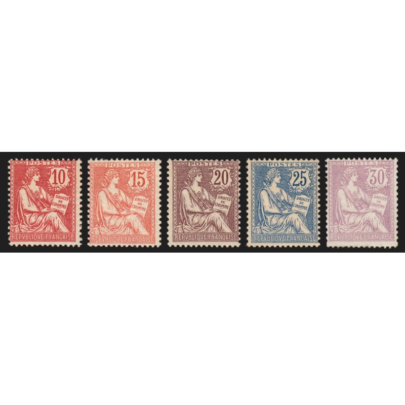 n°124/128, Mouchon retouché 1902, série complète, neufs ** sans charnière - TB n°124/128, Mouchon retouché 1902, série complète, neufs ** sans charnière - TB