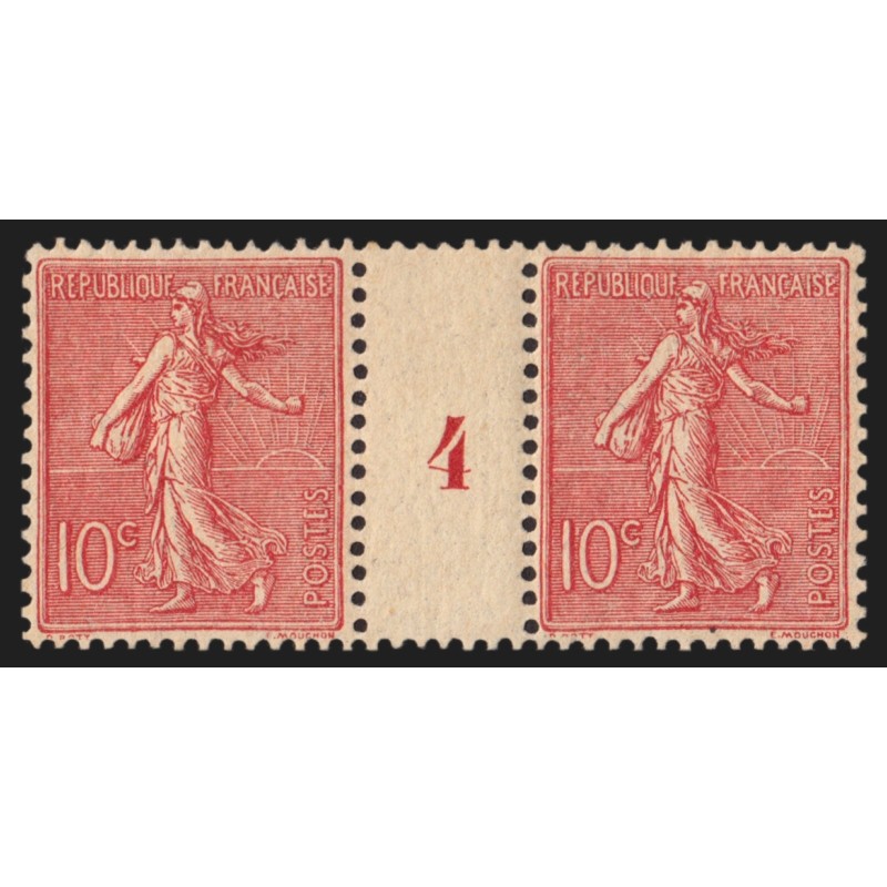 n°129a, paire millésime 4, Type II, Semeuse lignée 10c rose, neufs ** - TTB n°129a, paire millésime 4, Type II, Semeuse lignée 10c rose, neufs ** - TTB