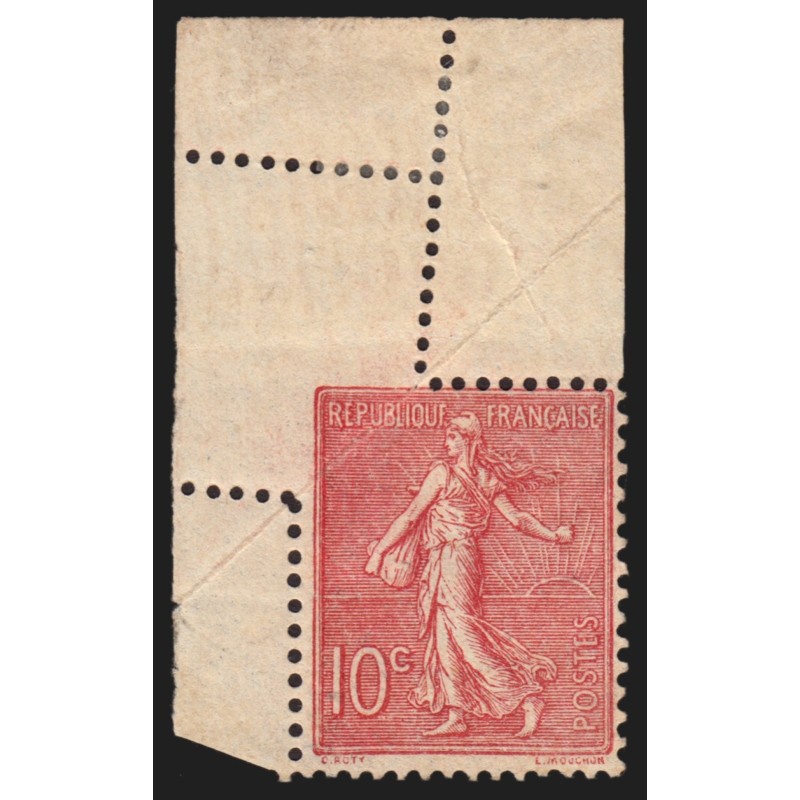 n°129b, variété "piquage oblique par pliage" sur Type III, neuf * - TB n°129b, variété "piquage oblique par pliage" sur Type III, neuf * - TB