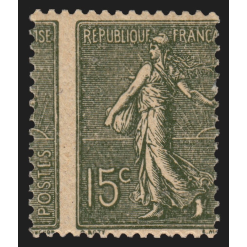 n°130, variété "piquage à cheval", 15c vert-gris, neuf ** sans charnière - SUP n°130, variété "piquage à cheval", 15c vert-gris, neuf ** sans charnière - SUP