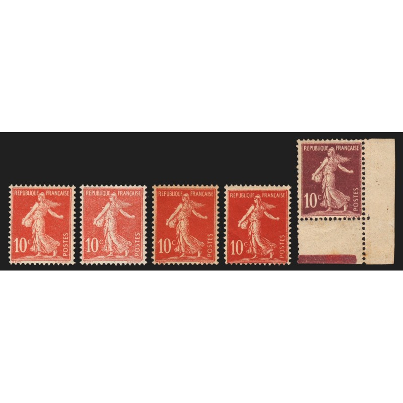 n°134, Semeuse avec sol, 10c rouge, Types I & II et nuances, neufs ** - TB n°134, Semeuse avec sol, 10c rouge, Types I & II et nuances, neufs ** - TB