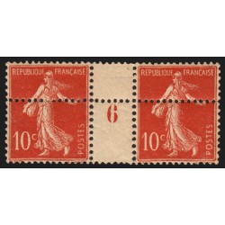 n°135, Type IIA, variété "double piquage", paire millésime 6, neuf * - TB