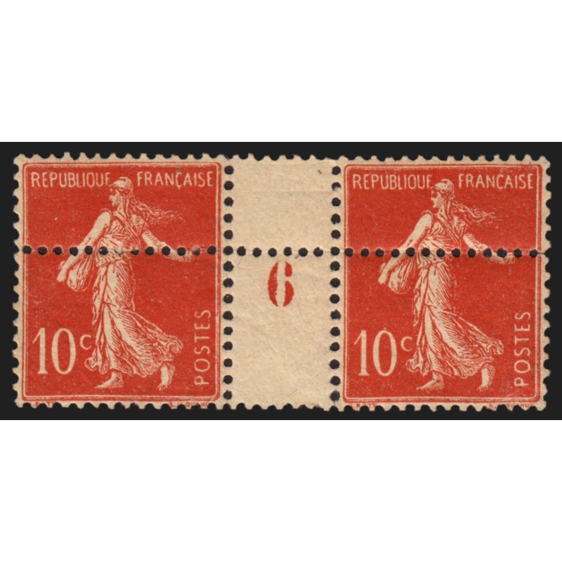 n°135, Type IIA, variété "double piquage", paire millésime 6, neuf * - TB n°135, Type IIA, variété "double piquage", paire millésime 6, neuf * - TB