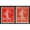 n°138c, Semeuse 10c ÉCARLATE + normal, neuf ** sans charnière - TB n°138c, Semeuse 10c ÉCARLATE + normal, neuf ** sans charnière - TB