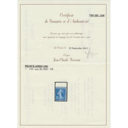 n°140c, Type IB, Semeuse 25c bleu, neuf ** sans charnière - TB - Certificat