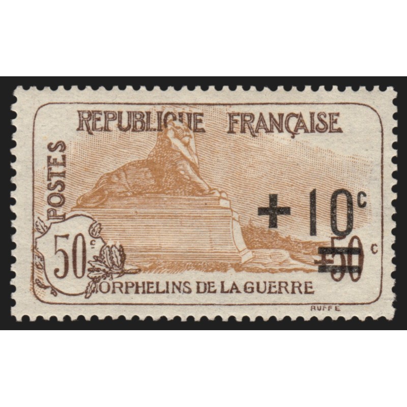 n°167, Orphelins, 10c sur 50c+50c brun-clair, neuf ** sans charnière - TB n°167, Orphelins, 10c sur 50c+50c brun-clair, neuf ** sans charnière - TB
