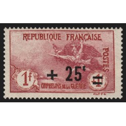 n°168, Orphelins, 25c sur 1fr+1fr carmin, neuf ** sans charnière - TB