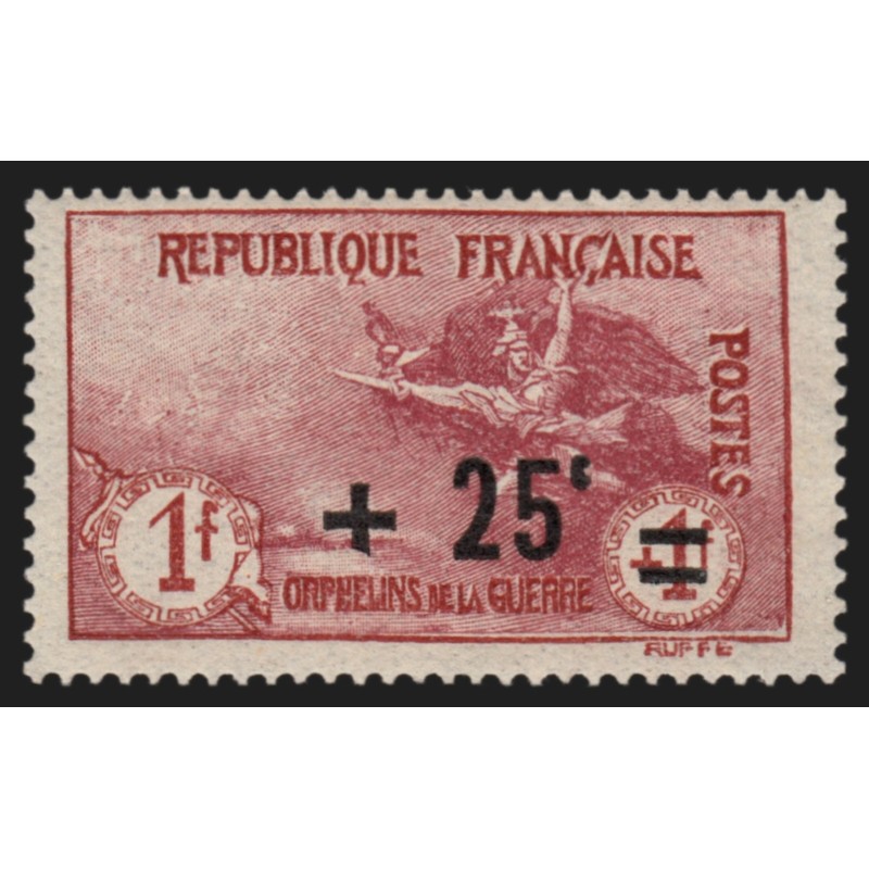 n°168, Orphelins, 25c sur 1fr+1fr carmin, neuf ** sans charnière - TB n°168, Orphelins, 25c sur 1fr+1fr carmin, neuf ** sans charnière - TB