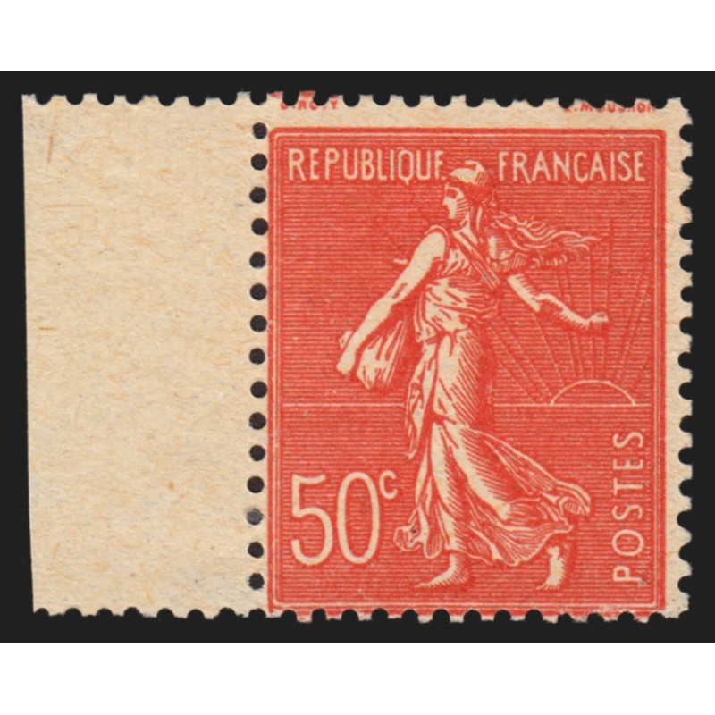 n°199n, Faux de Marseille, Semeuse lignée 50c rouge, neuf ** signé R.CALVES TB