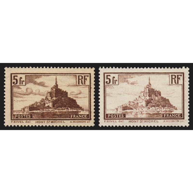 n°260/260a, Mont-Saint-Michel 1929, les 2 types, neufs ** sans charnière - TB